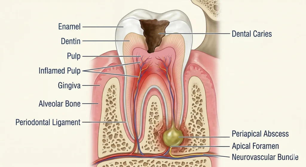infected molar tooth root canal infection diagram
