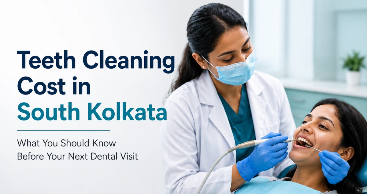 Dentist performing professional teeth cleaning procedure for a patient at a modern dental clinic in South Kolkata
