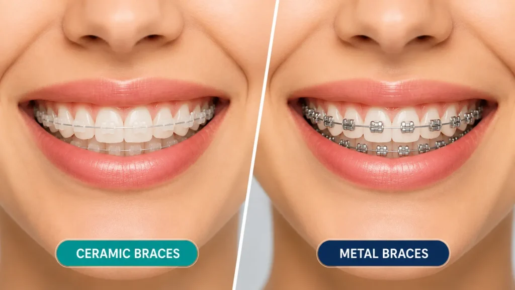 Ceramic braces vs metal braces comparison at City Smiles Dental Care South Kolkata