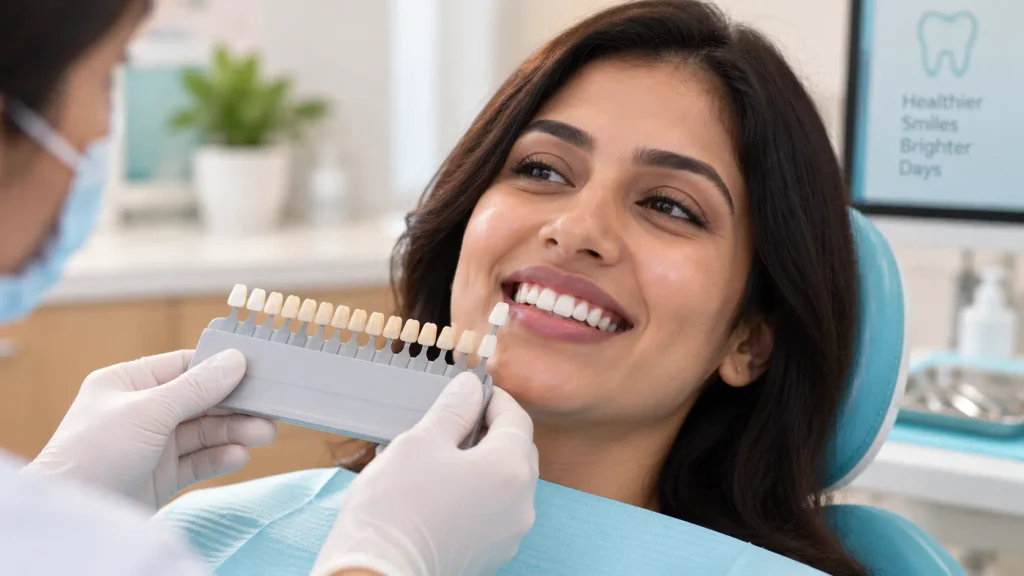 Patient smiling after professional teeth whitening results at a South Kolkata dental clinic