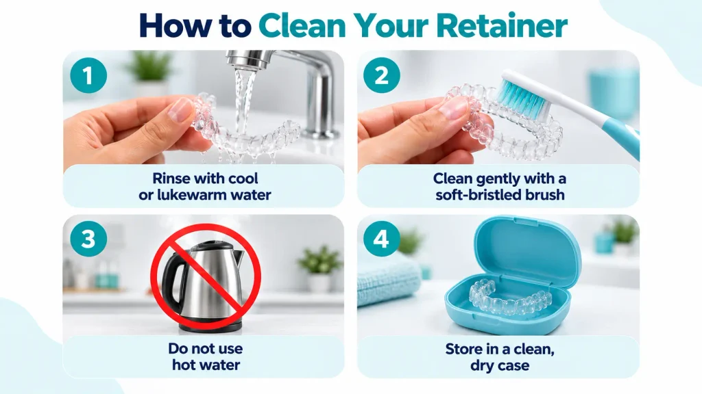 How to clean a retainer – four steps for post braces maintenance